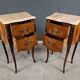 Pair of bedside tables in rosewood marquetry, Louis XV style – 2nd half of the 20th century