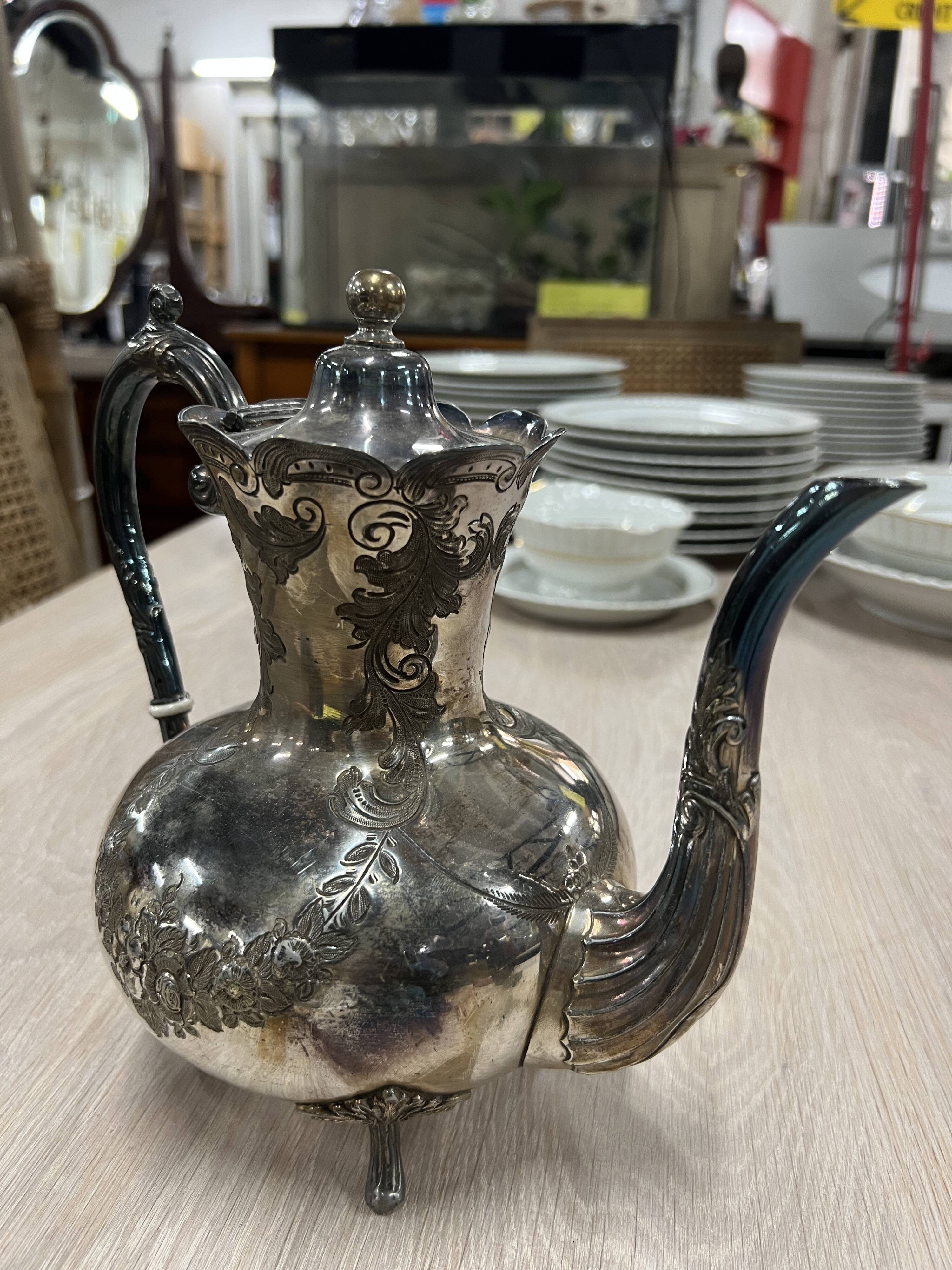 Old silver metal coffee maker