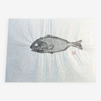 Print of a sea bream, original sea bream Gyotaku