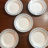 5 hollow plates Terre de Fer Sarreguemines early 20th century