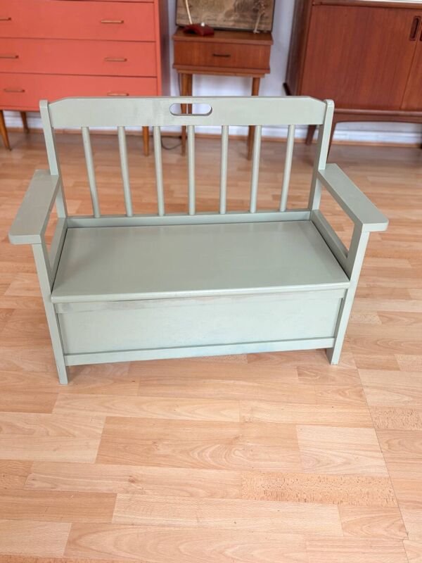 Banc enfant coffre à jouet vert céladon
