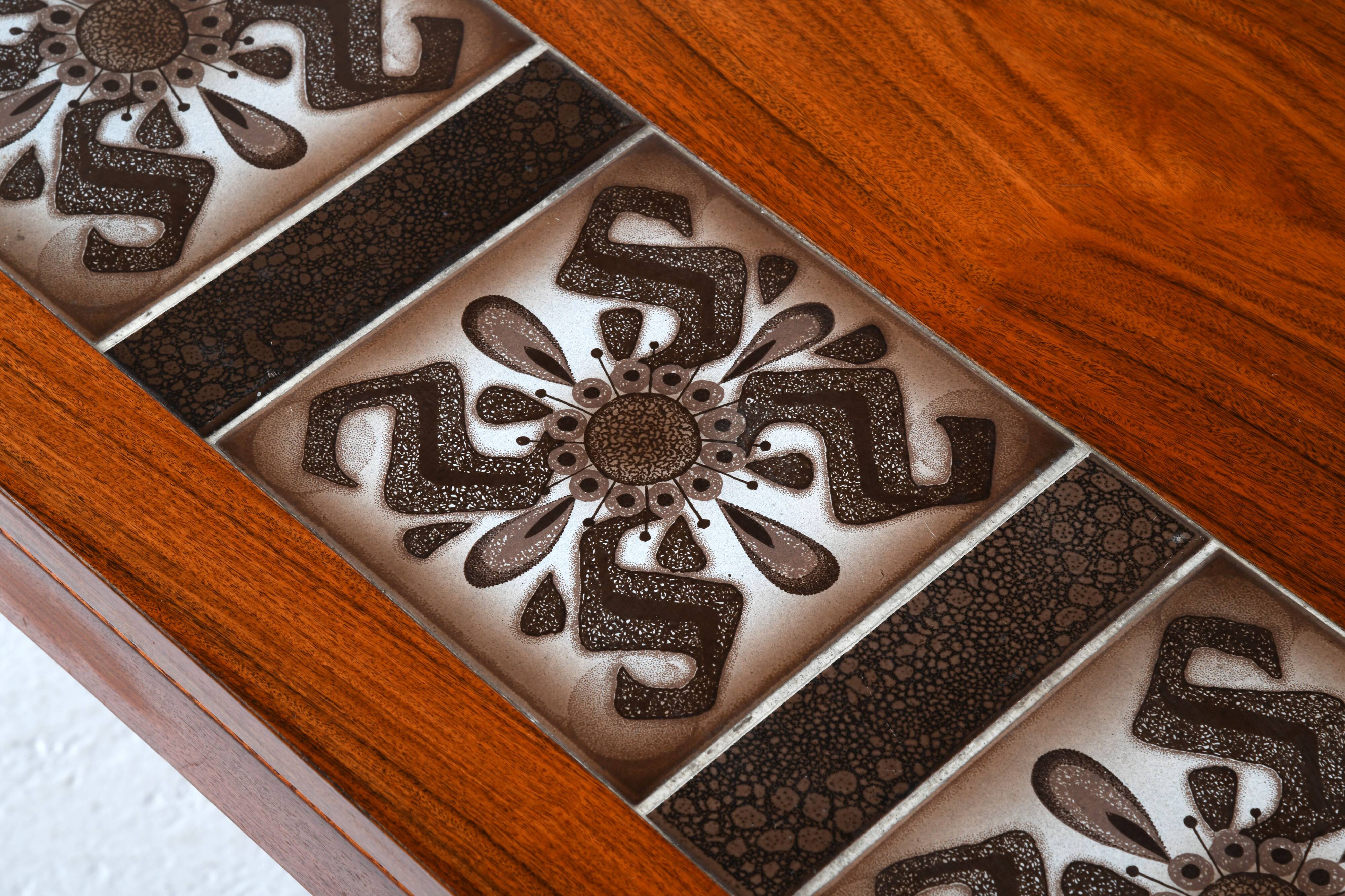 Scandinavian rosewood and ceramic coffee table