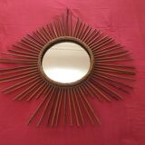 Miroir rotin bambou vintage années 60
