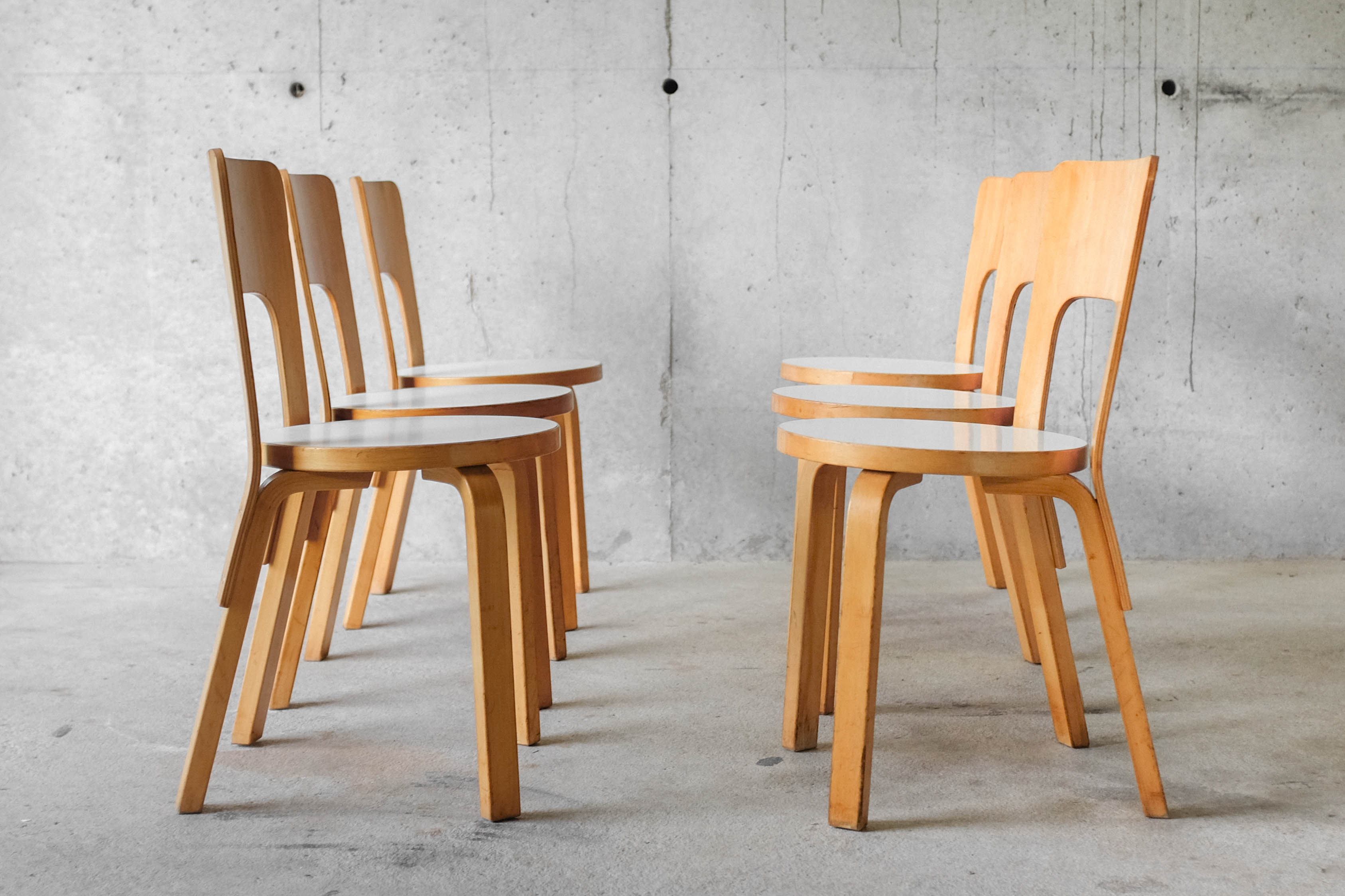 Set of 6 chairs model 66 by Alvar Aalto for Artek