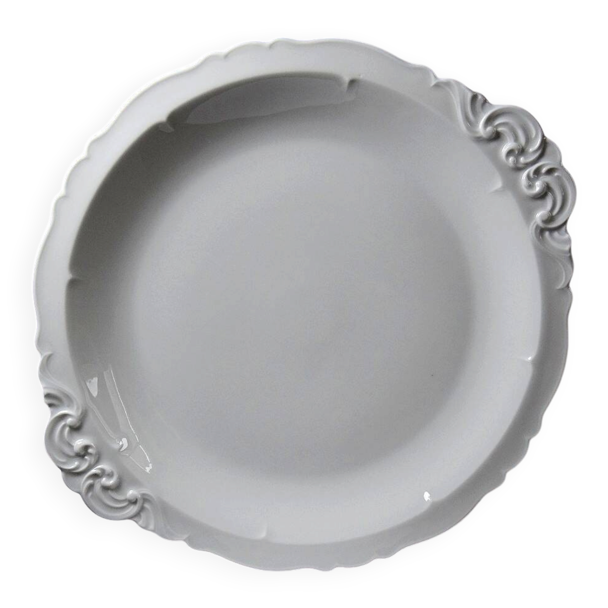 Large serving dish made of fine white Limoges porcelain, vintage/antique.
