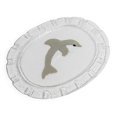 Vintage Murano glass serving platter with dolphin decoration, Italy, 1980s.