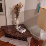 Marbled stone corner table.