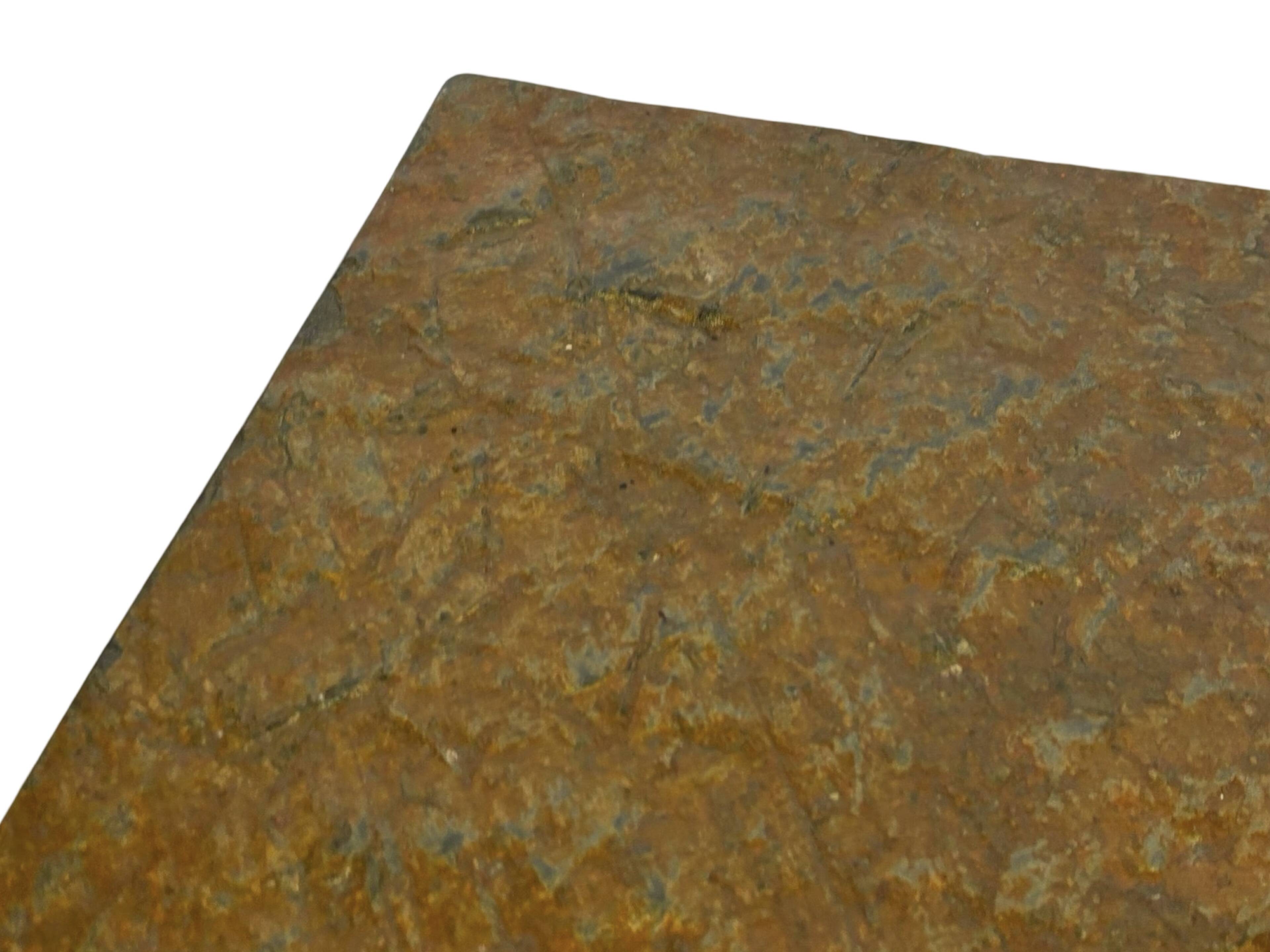 Table basse carrée plateau en pierre et piètement en acier chromé - années 60