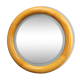 1970s Italian Round Mirror in Wooden Frame with Light