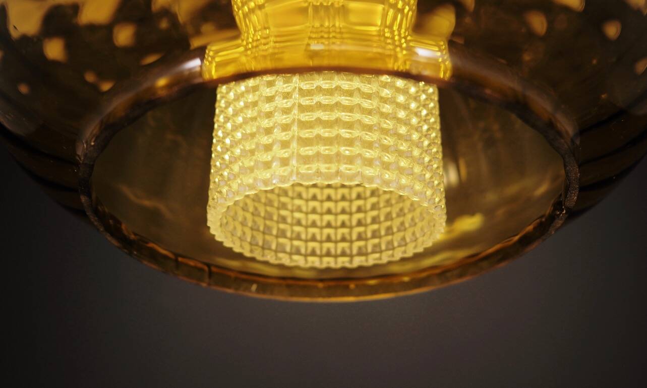 Glass pendant lamp, Danish design, 1970s, production: Denmark