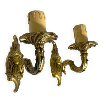Paire d'appliques murales en bronze chandelier, style classique, Louis XV
