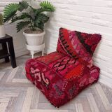 Berber pouf and handmade wool cushion 60 X 60 X 20 CM