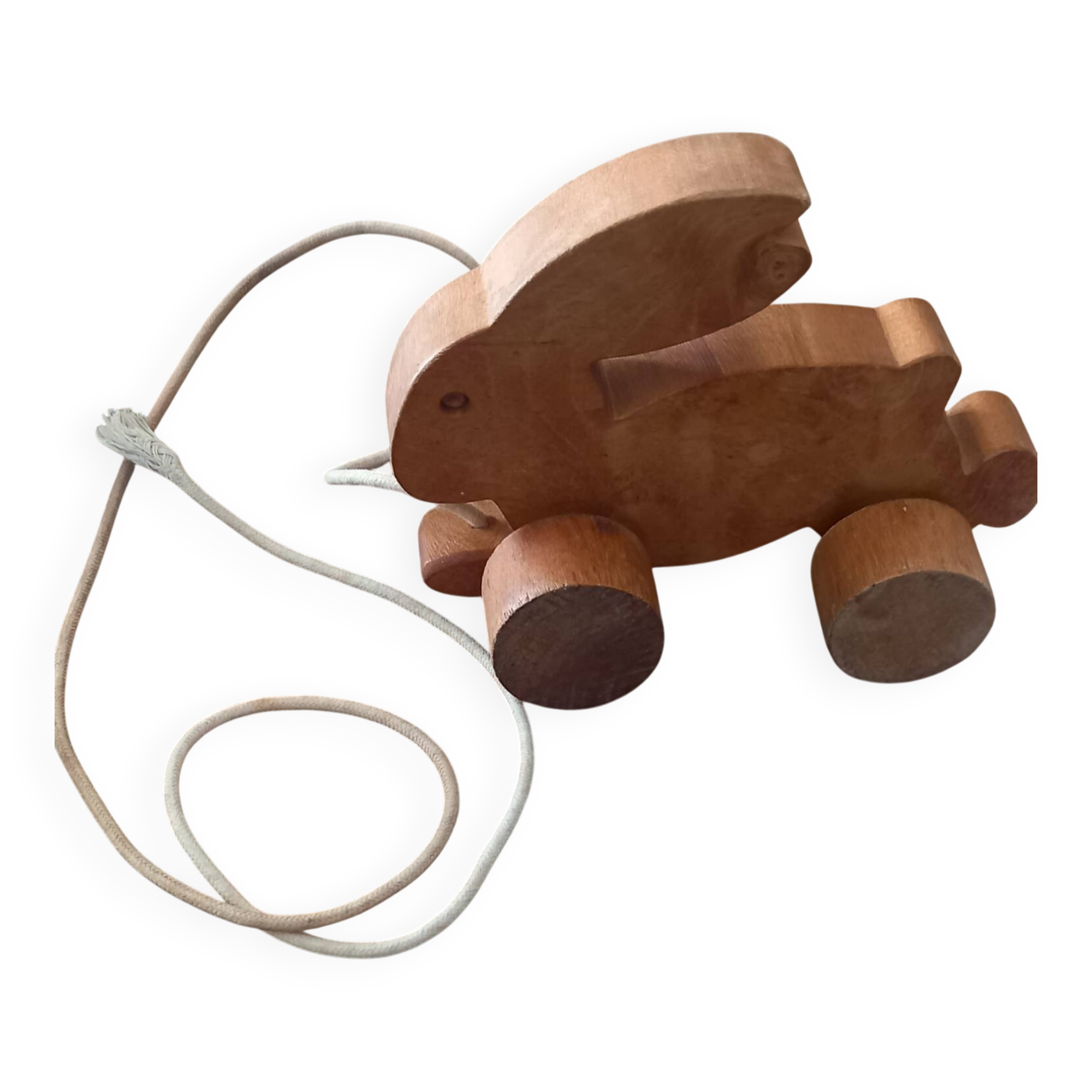 Wooden pull-along rabbit