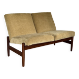 Vintage yellow velvet Scandinavian bench