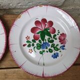 Ensemble de 2 anciennes assiettes décor bouquet de fleurs