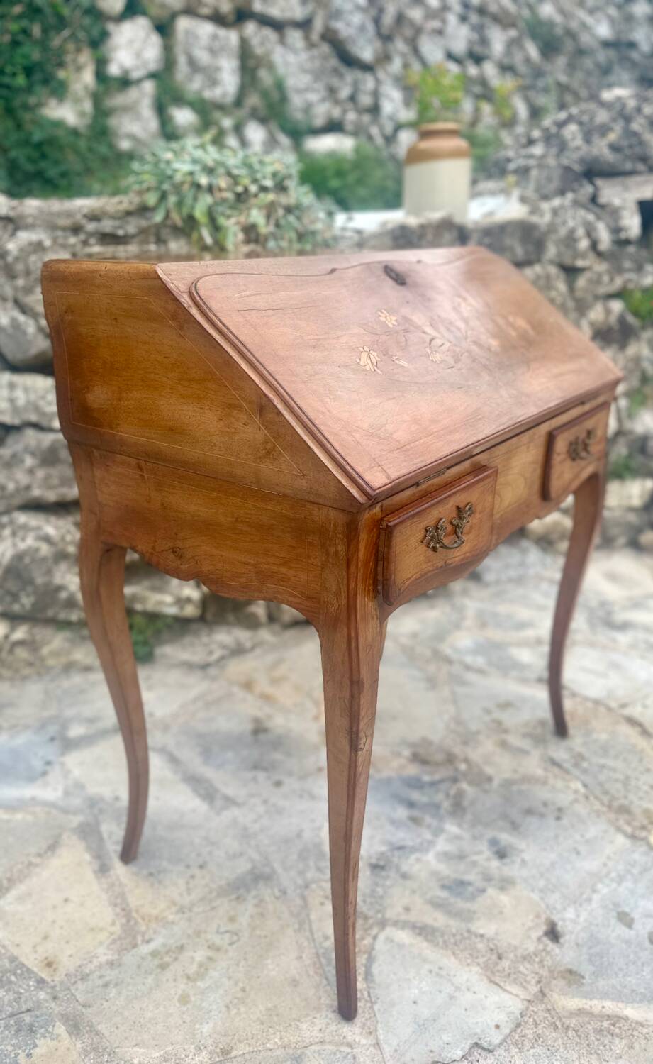 Louis XV style solid wood sloping desk.