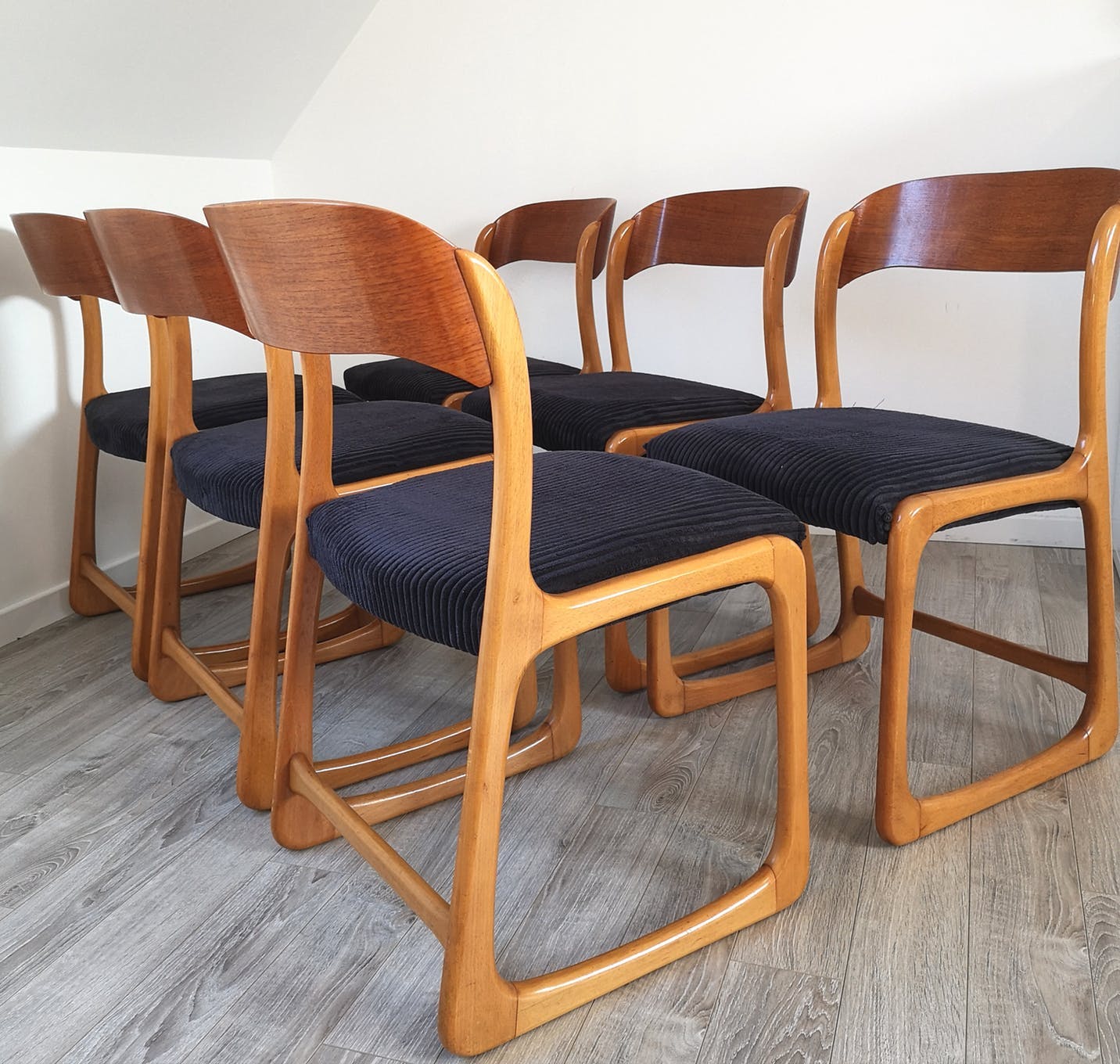 Set of 6 Baumann Sleigh chairs