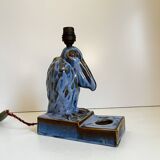 Sculpture 'Pélican' pied de lampe / encrier Art Déco en grès fin émaillé