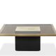 Coffee table in gilded brass and smoked glass. 1970s.