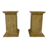 Pair of Art Deco Travertine Columns, Italy, Elegant Design, 1940s