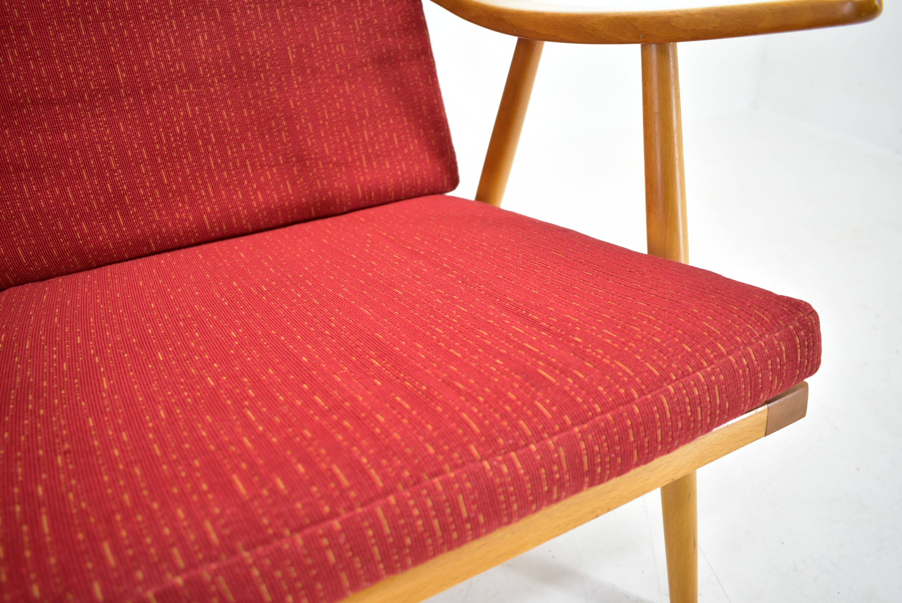 1960s pair of Ton/Thonet beech armchairs, Czechoslovakia