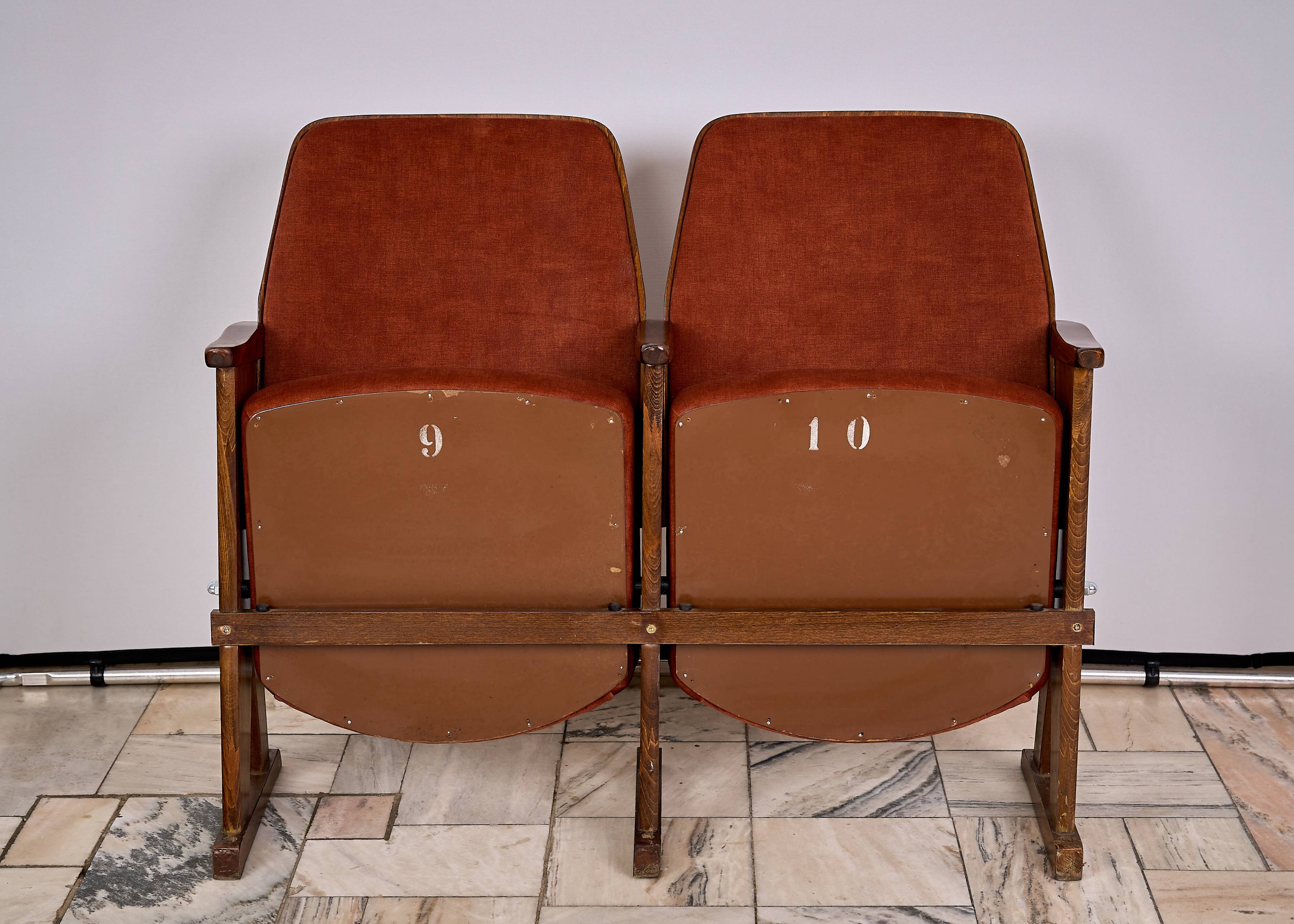 Vintage Czechoslovakian double cinema seats from the 1970s