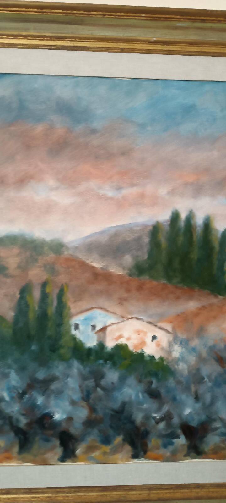 Large oil on canvas Marino Scardigli (1921-2005) - Tuscan landscape 124x94 cm