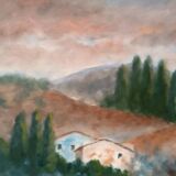 Large oil on canvas Marino Scardigli (1921-2005) - Tuscan landscape 124x94 cm