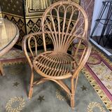Garden furniture in rattan table and 4 armchairs
