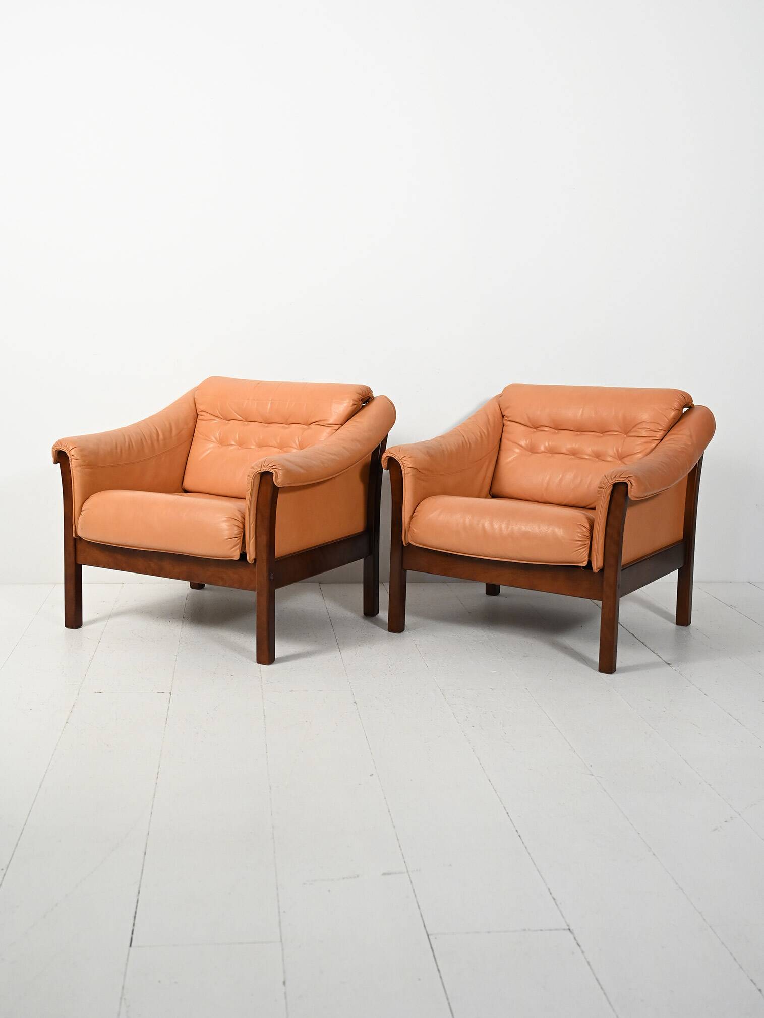 Pair of 1950s Scandinavian leather armchairs