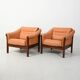 Pair of 1950s Scandinavian leather armchairs