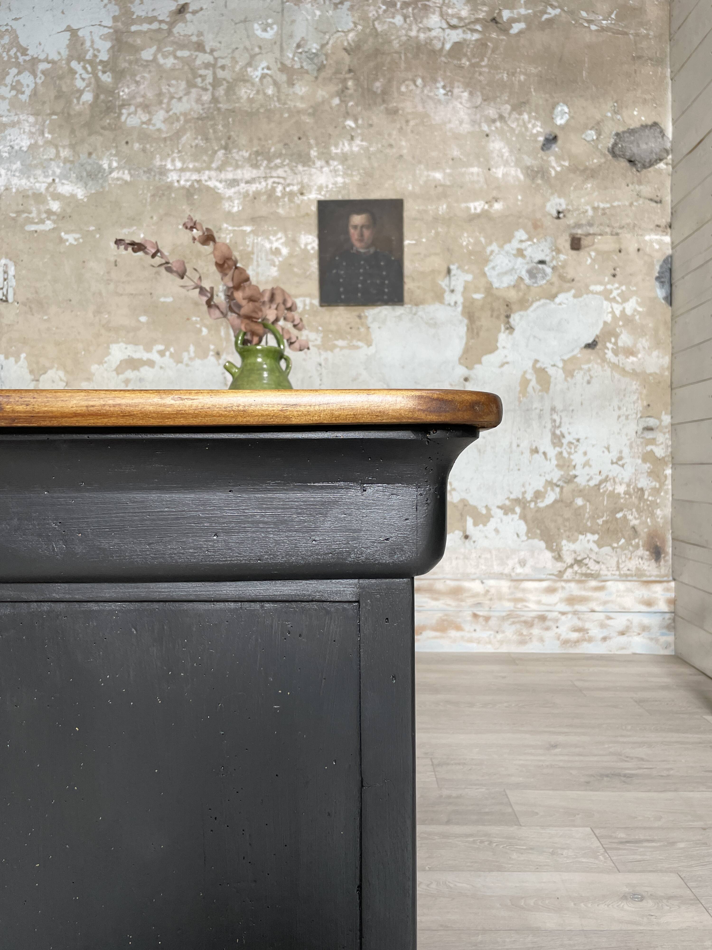 Solid wood box counter.