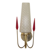 Simple Vintage Retro 1960s Gold Metal White Glass Shade 5