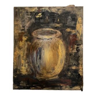 Oil on canvas still life Provençal jar