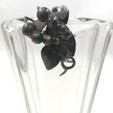 Crystal vase with 800 silver grape applications - 1970s, Italian production