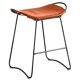 Contemporary kitchen bar stool in black steel and natural tobacco leather.