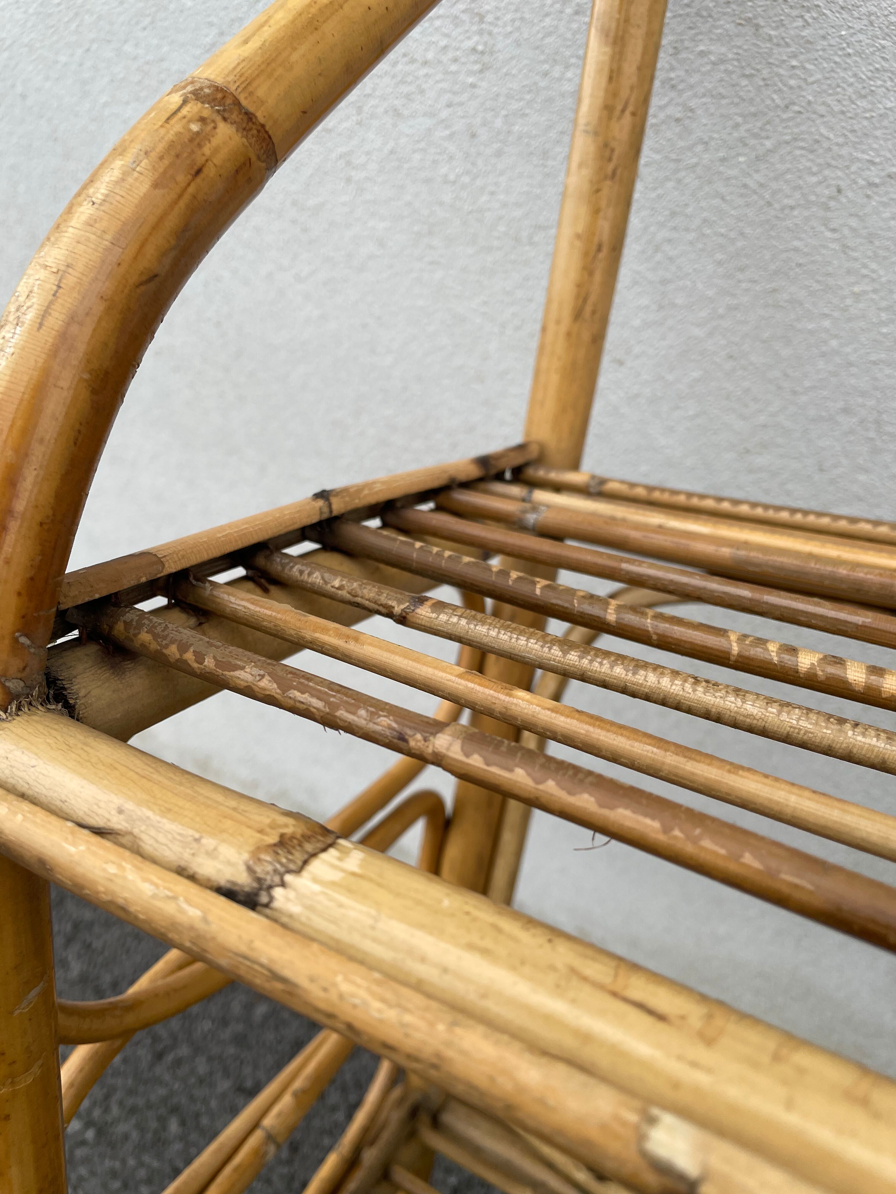 Vintage rattan wall shelf