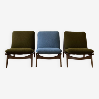 Set of 3 790 armchairs by Joseph André Motte, Steiner edition, 1960