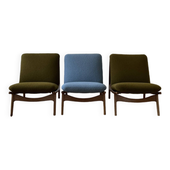 Lot de 3 fauteuils 790 de Joseph André Motte, édition Steiner, 1960