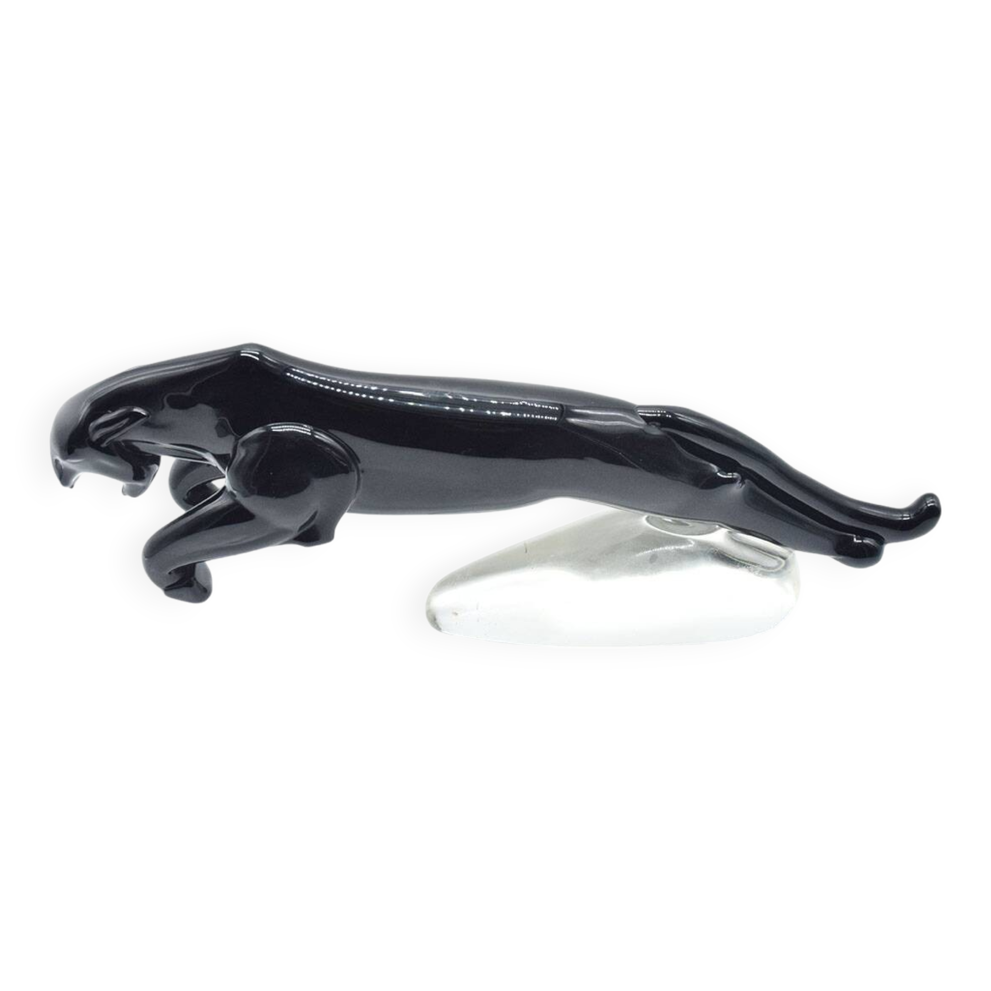 Large Deco sculpture of a panther in Murano glass, 1940s