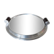 Plateau miroir rond en aluminium avec poignées en bois années 40 50