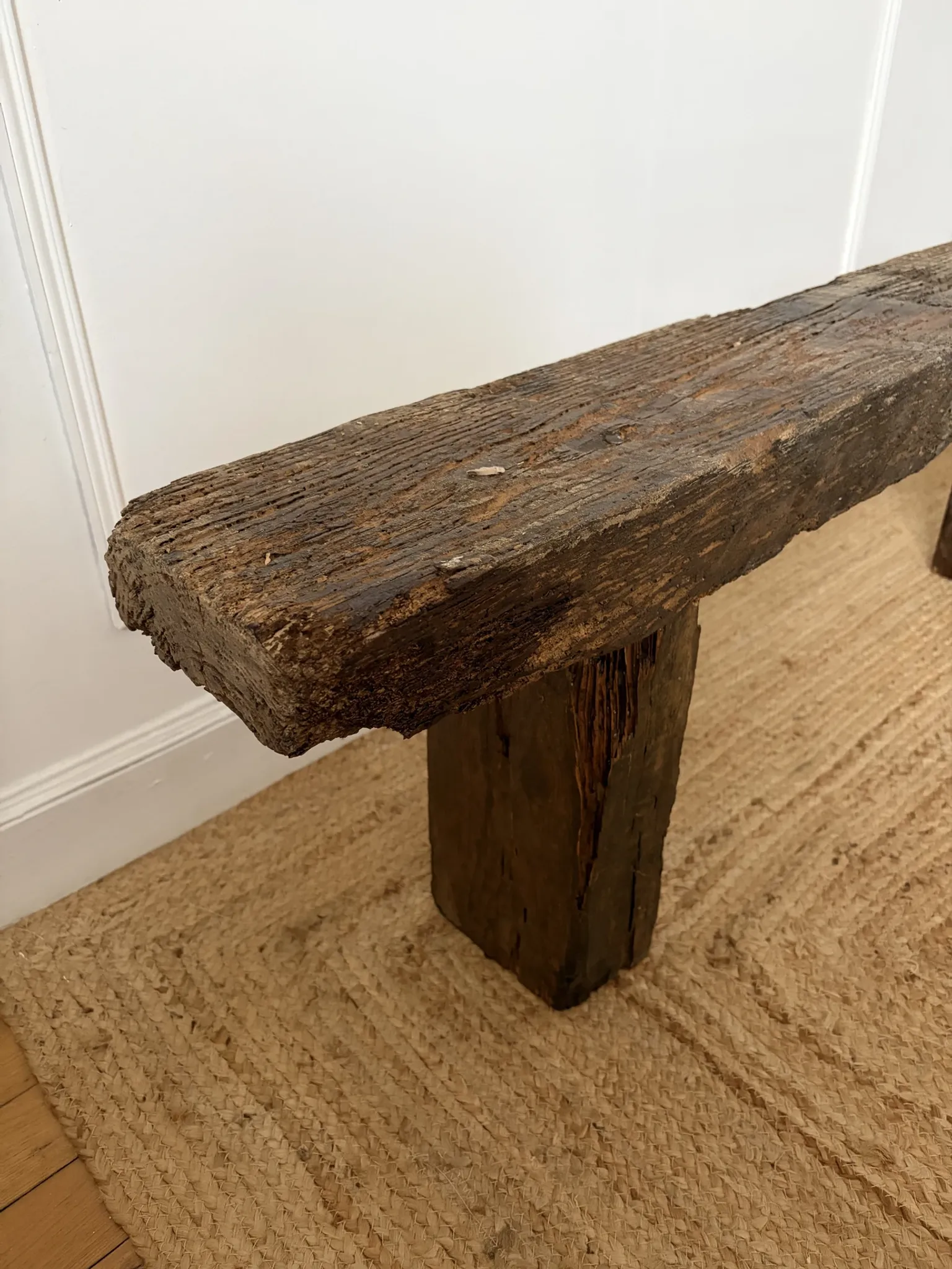 Wooden wabi-sabi bench