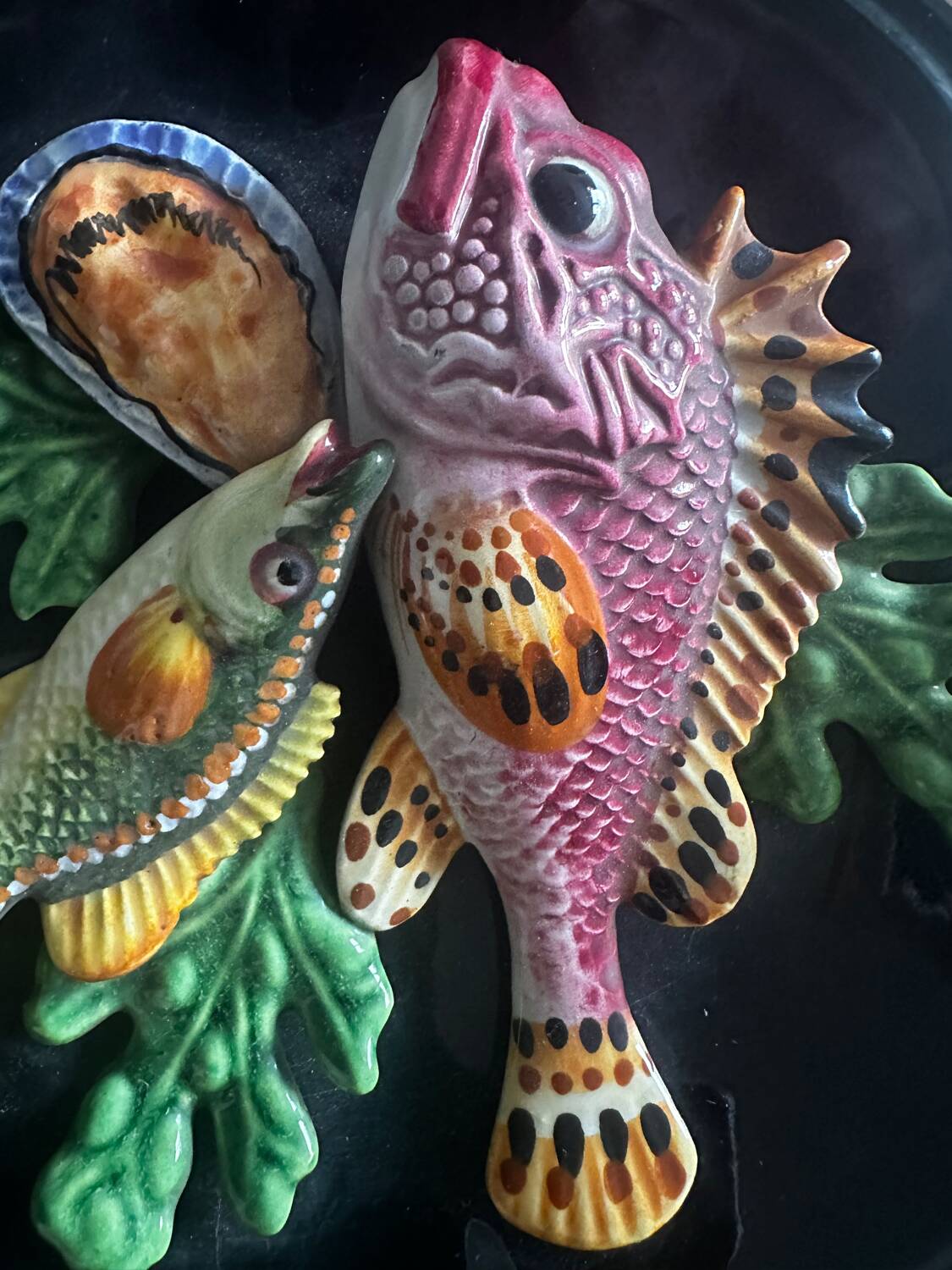 trompe l'oeil plate - Vallauris Majolica - Fish/Seafood -
