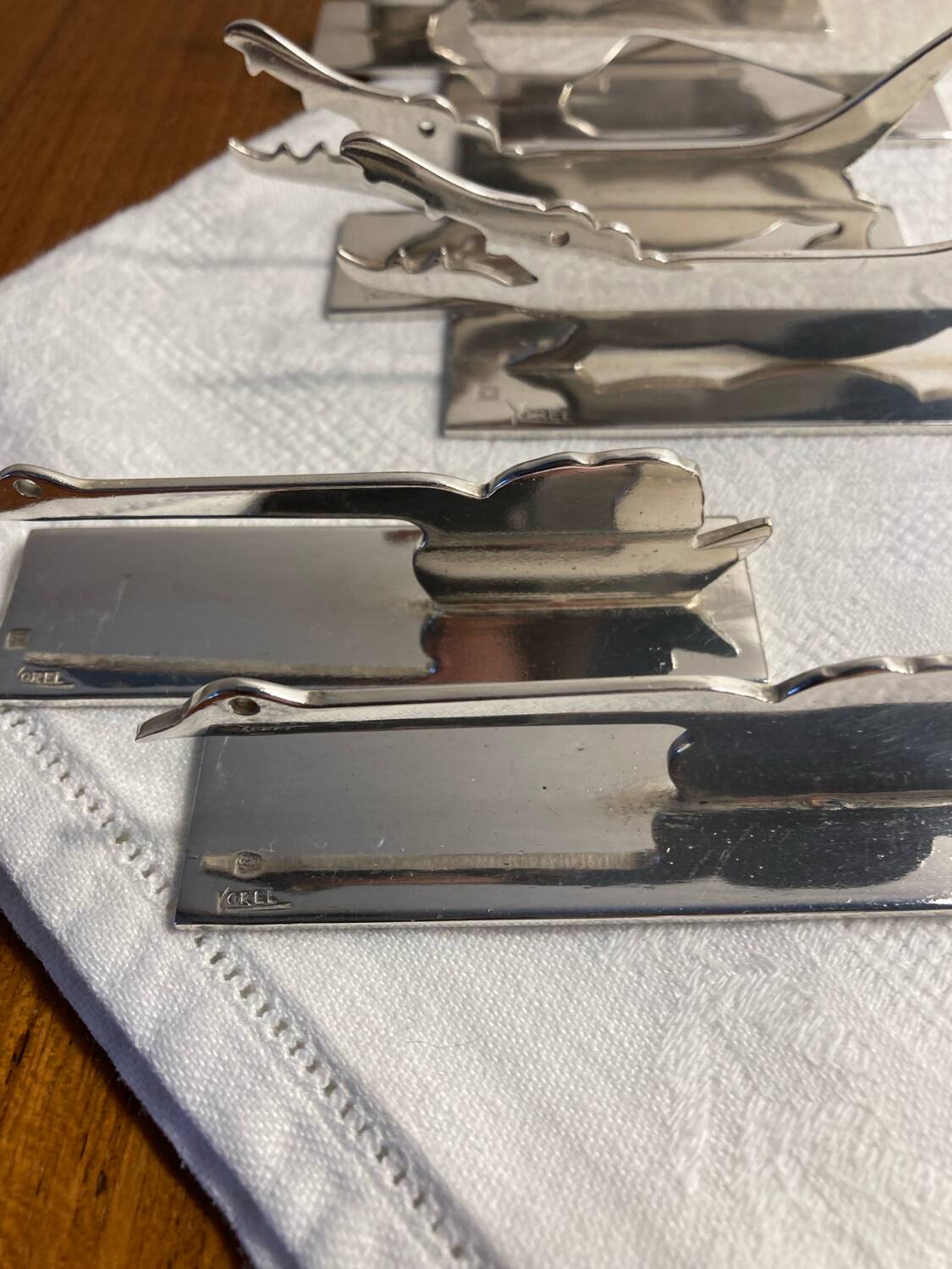 12 silver-plated metal knife rests Art Deco Yorel