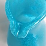 Large pitcher-shaped vase in blue bubble glass paste, th
