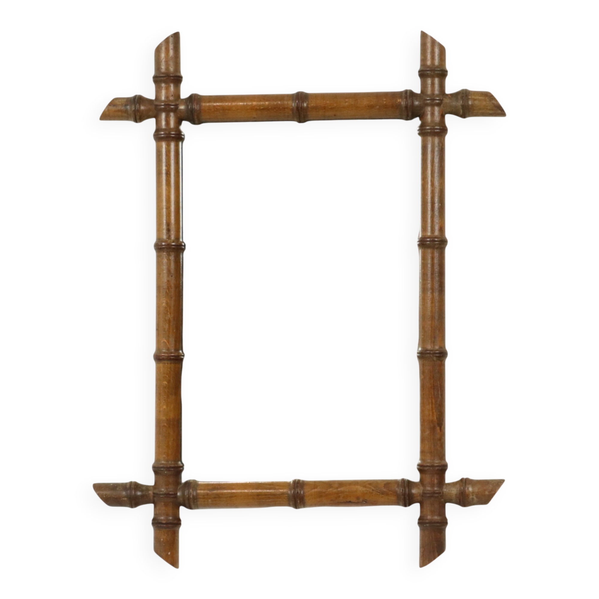 Antique French Wooden Faux Bamboo Mirror 52x39cm