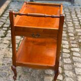 Louis XV solid wood serving trolley with bottle rack and drawer