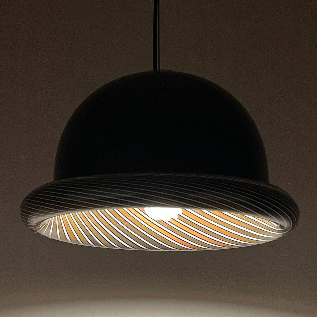 Vintage Italian black Murano pendant light, 1960s.