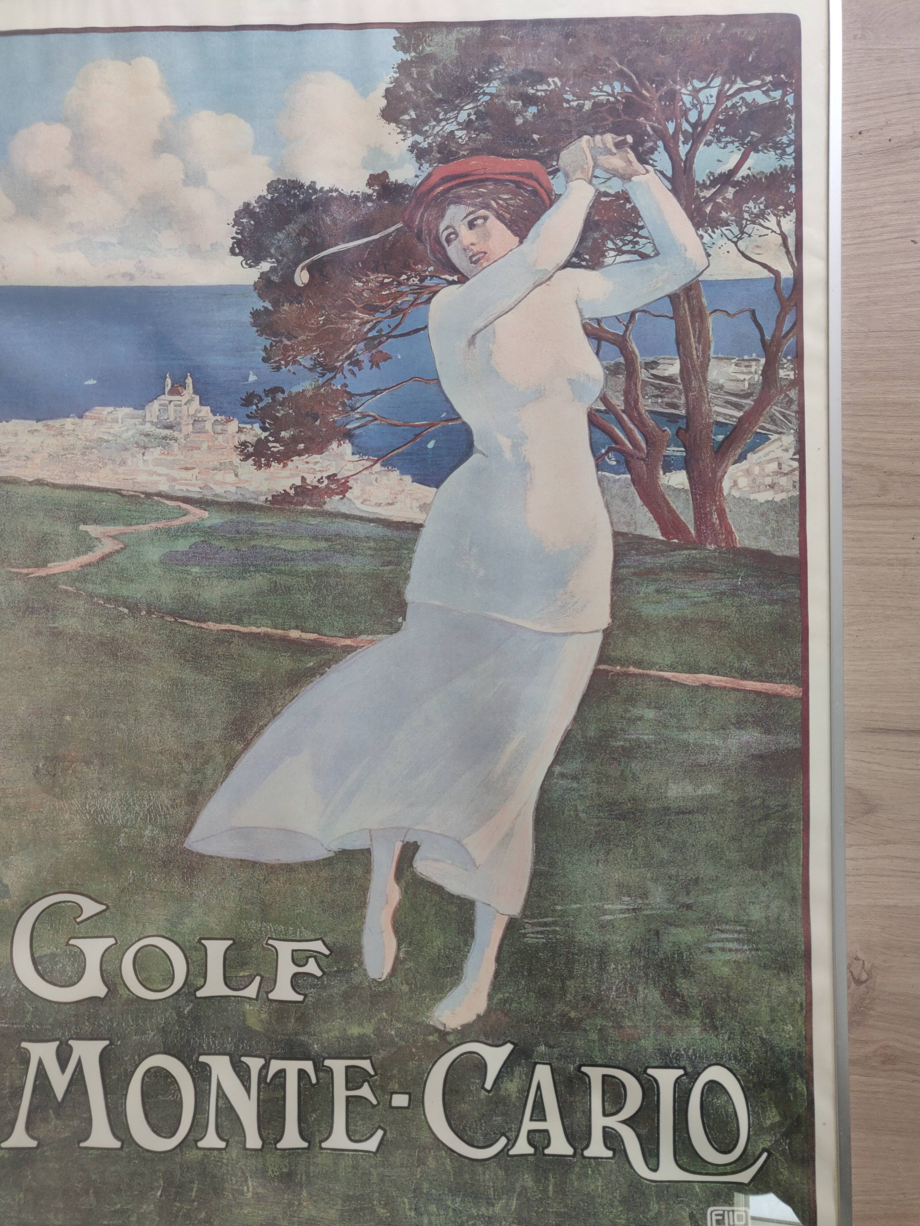 Golf monte-carlo framed poster after elio xim