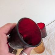 6 vintage glasses Lever France amber and ruby from the 1970s